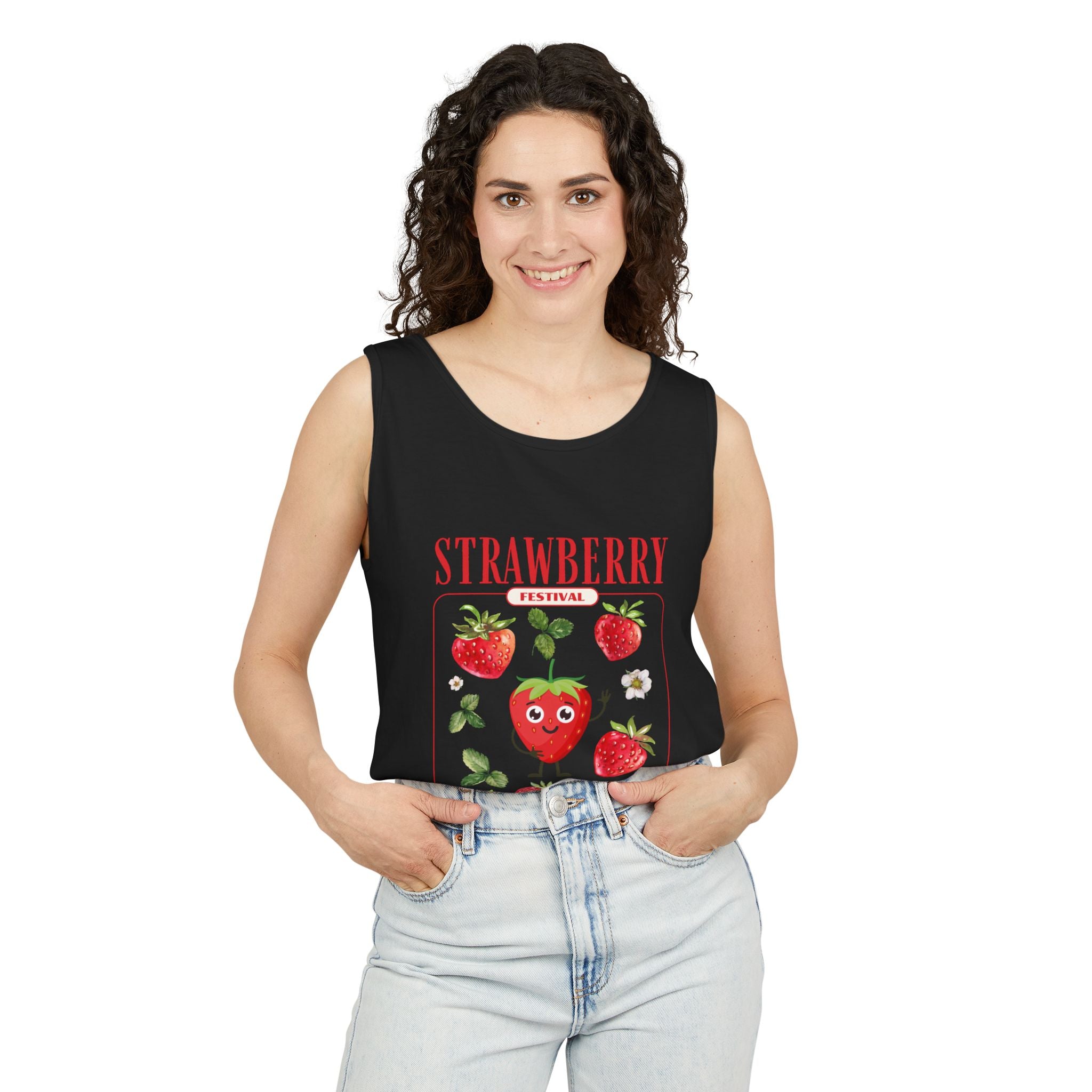 Personalized Strawberry Unisex Garment-Dyed Tank Top