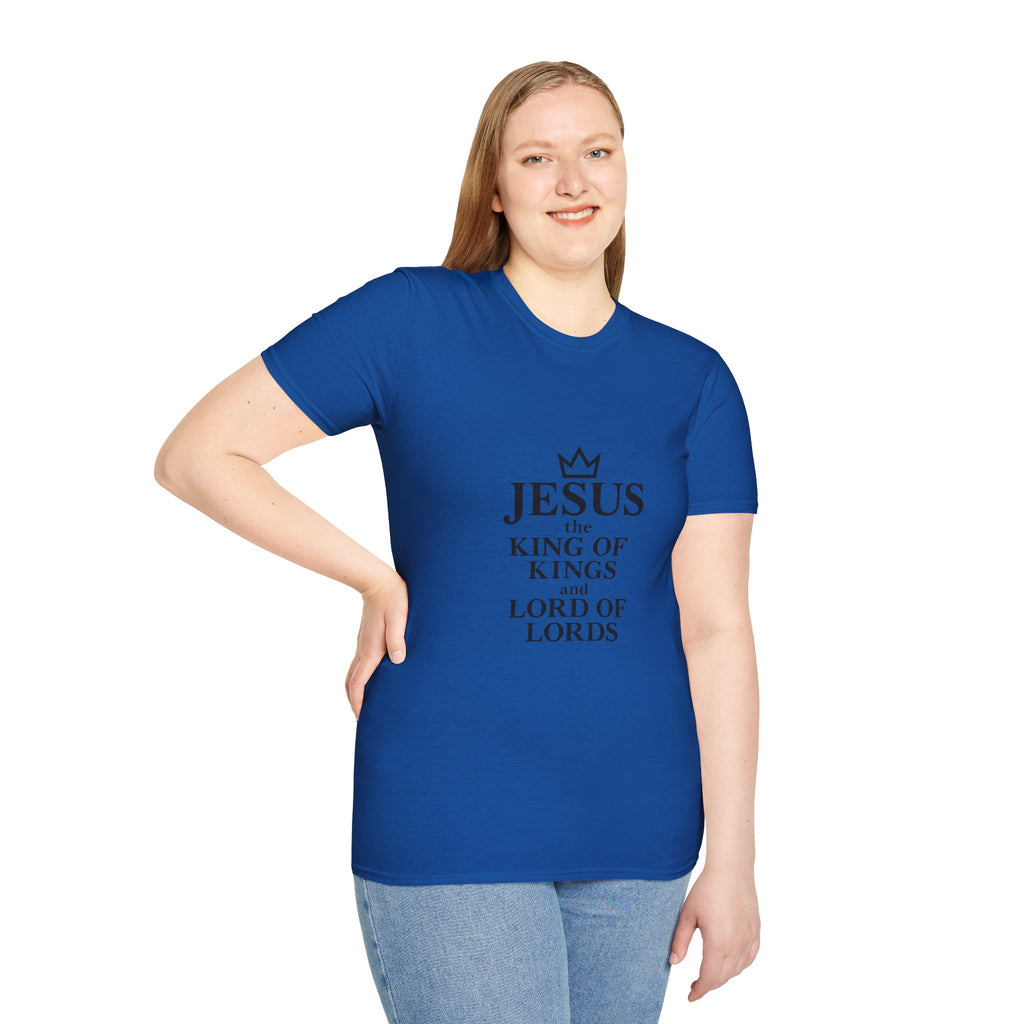 Jesus King of Kings Unisex Softstyle T-Shirt, Christian Apparel, Religious Gift, Faith-Based Tees, Inspirational Shirts