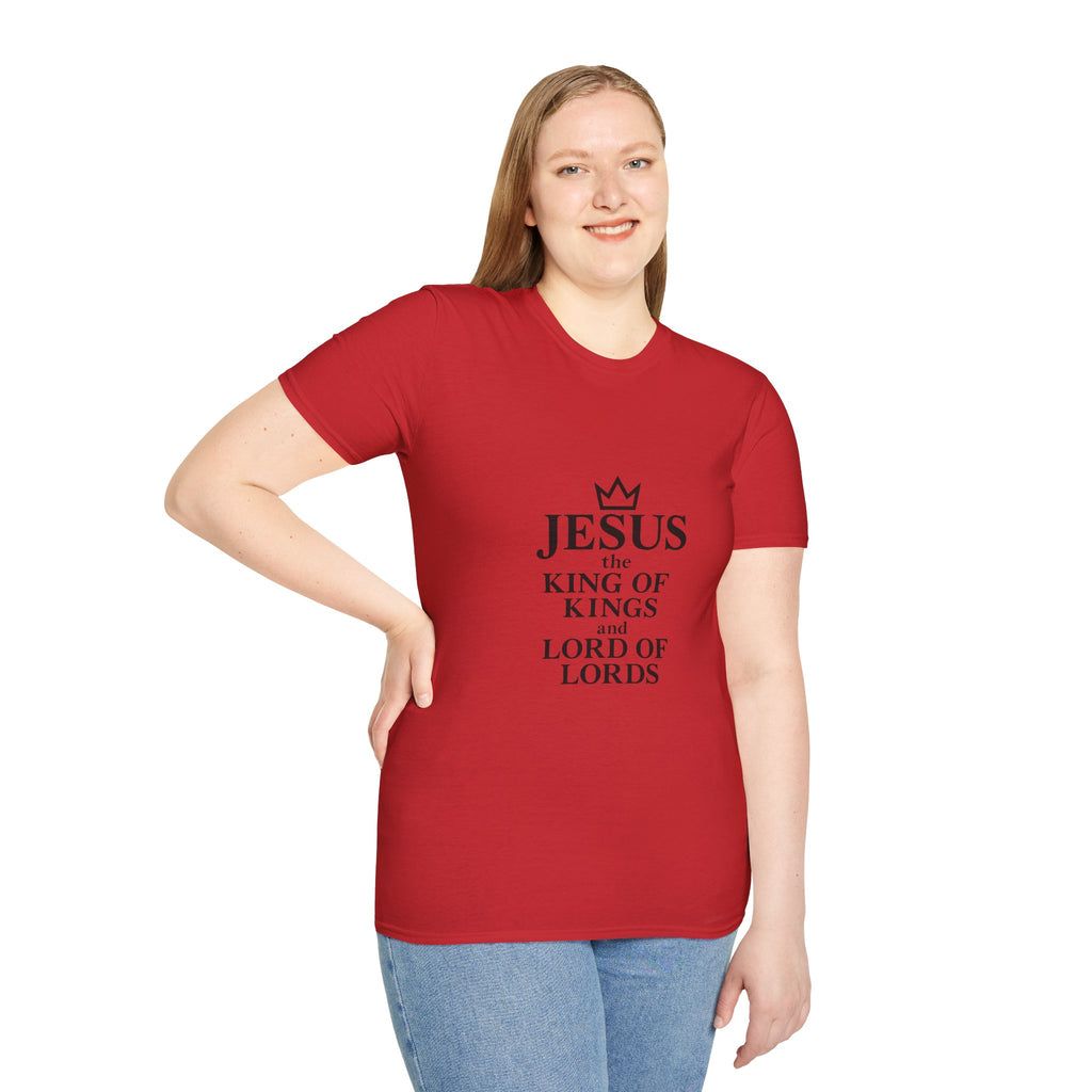 Jesus King of Kings Unisex Softstyle T-Shirt, Christian Apparel, Religious Gift, Faith-Based Tees, Inspirational Shirts