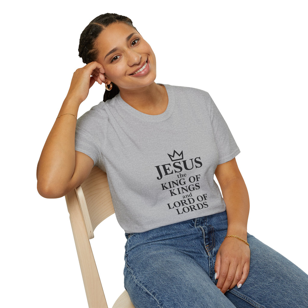 Jesus King of Kings Unisex Softstyle T-Shirt, Christian Apparel, Religious Gift, Faith-Based Tees, Inspirational Shirts