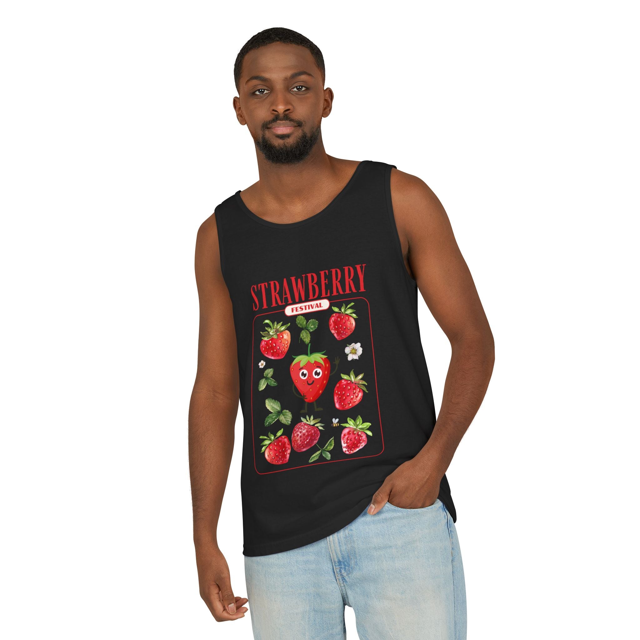 Personalized Strawberry Unisex Garment-Dyed Tank Top