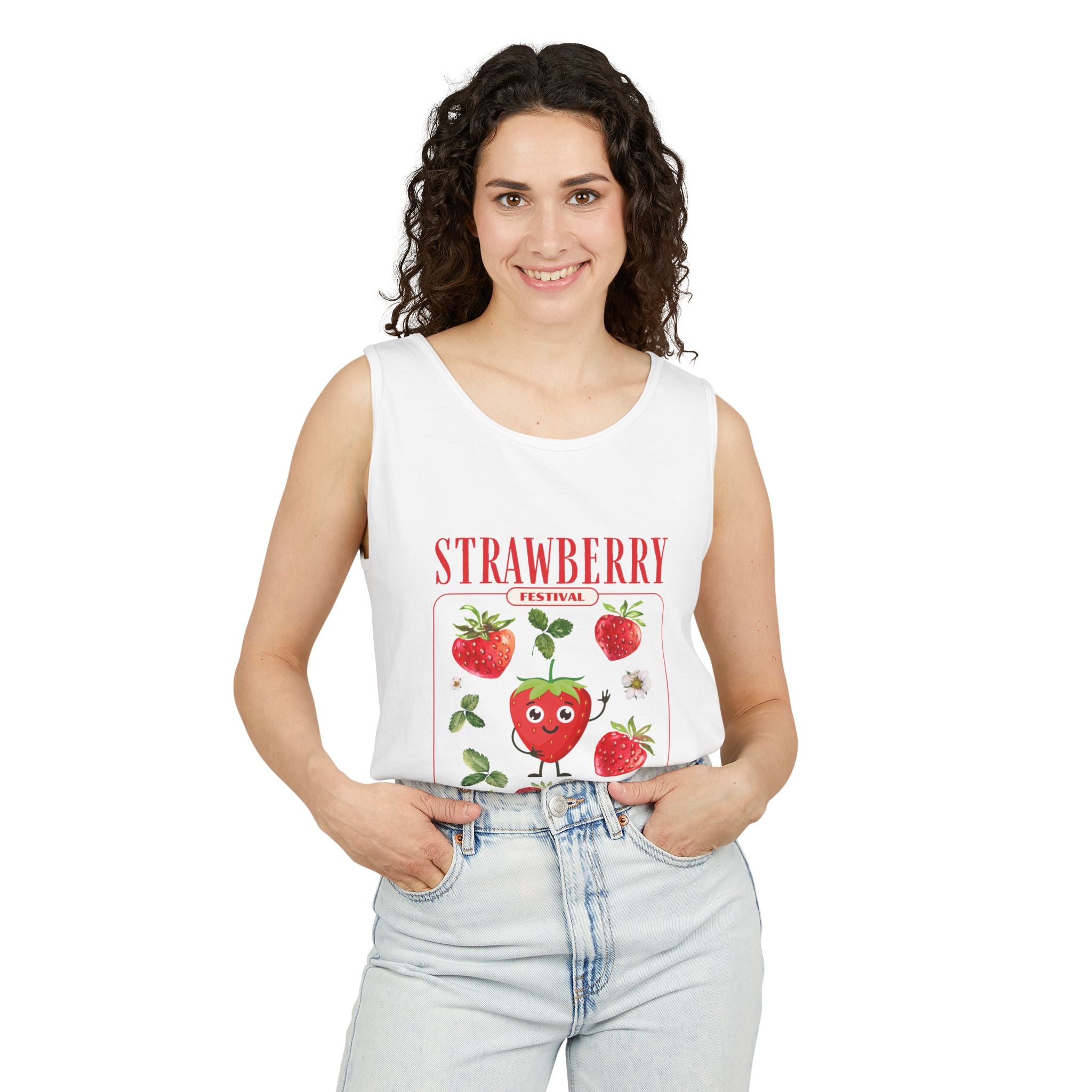 Personalized Strawberry Unisex Garment-Dyed Tank Top