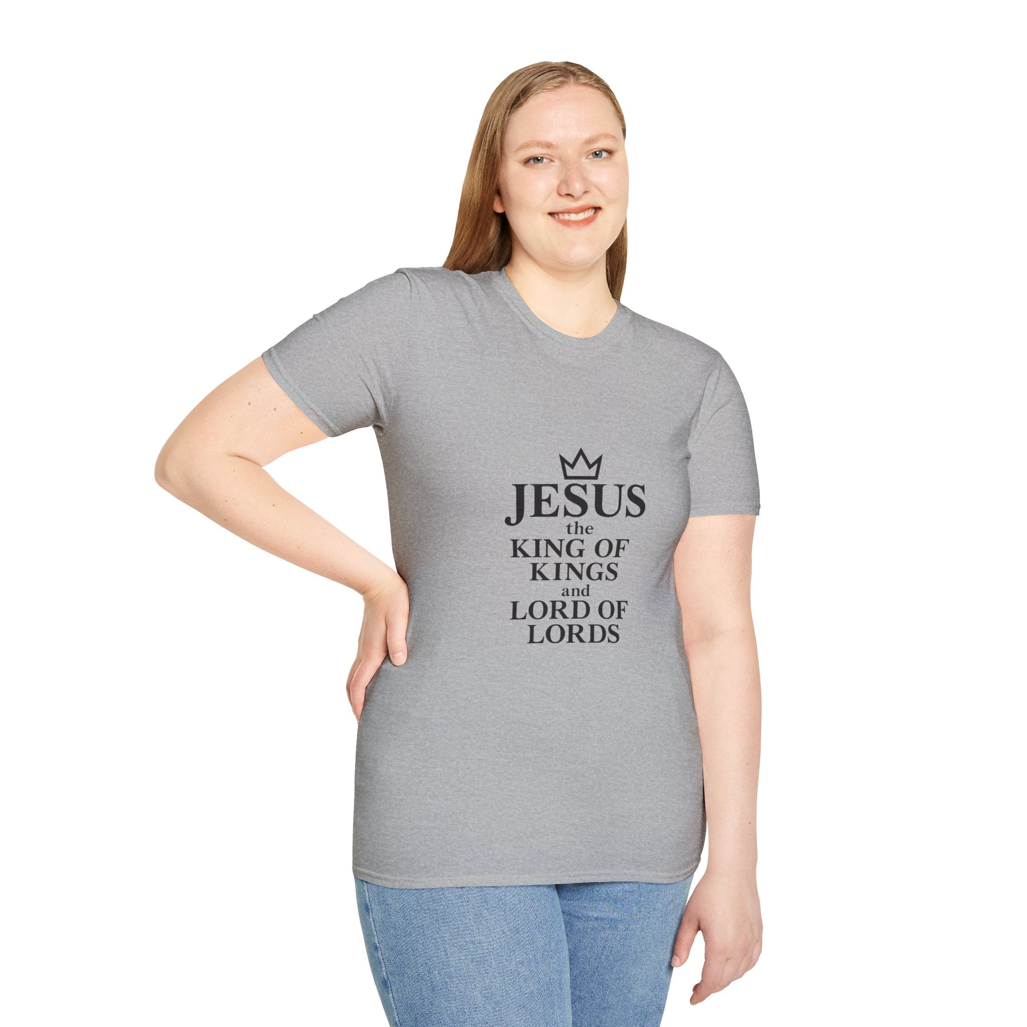 Jesus King of Kings Unisex Softstyle T-Shirt, Christian Apparel, Religious Gift, Faith-Based Tees, Inspirational Shirts