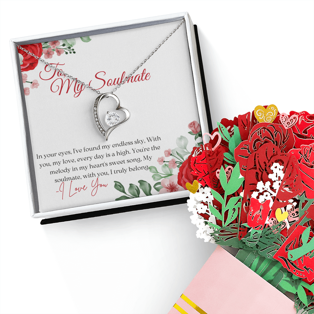 Forever Love Necklace & Sweetest Devotion Flower Bouquet for your soulmate