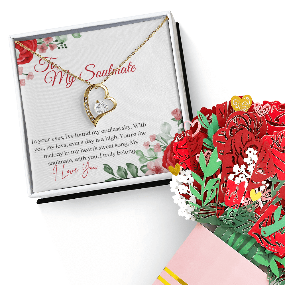 Forever Love Necklace & Sweetest Devotion Flower Bouquet for your soulmate