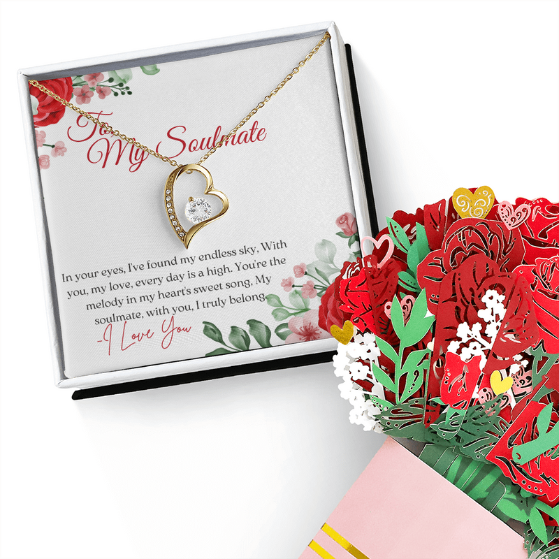 Forever Love Necklace & Sweetest Devotion Flower Bouquet for your soulmate