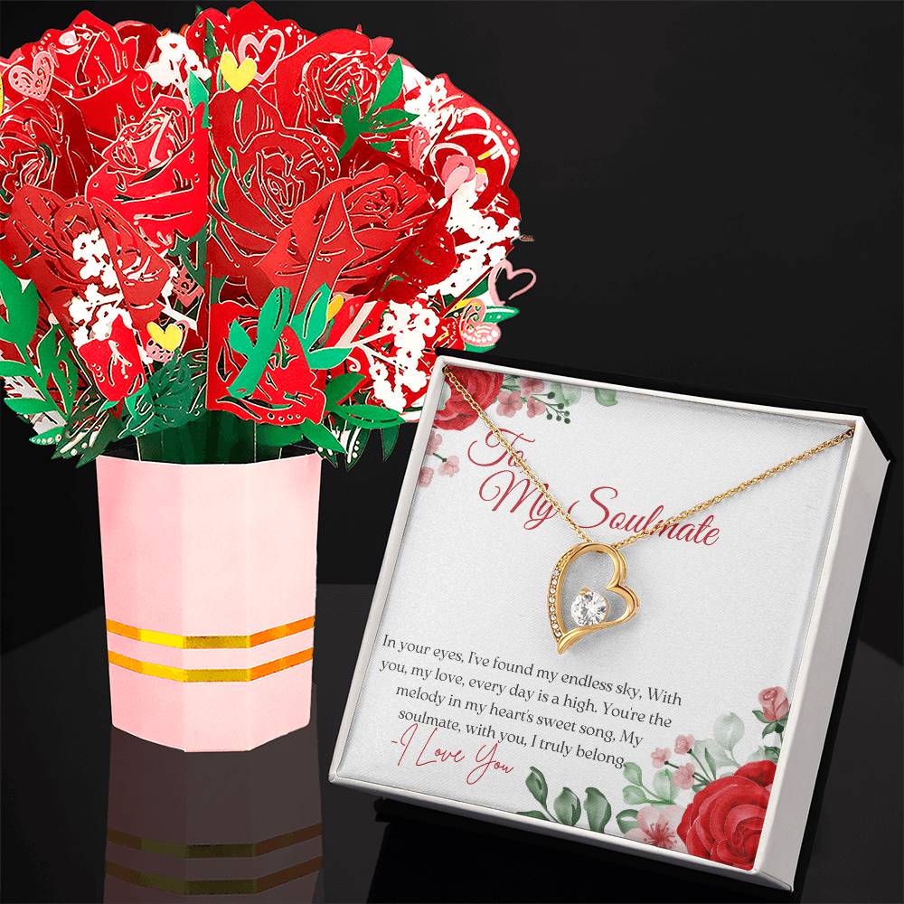 Forever Love Necklace & Sweetest Devotion Flower Bouquet for your soulmate